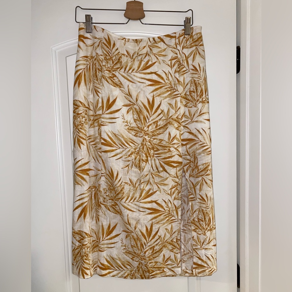 Lost & Wander Linen Blend Midi Skirt Tropical Print